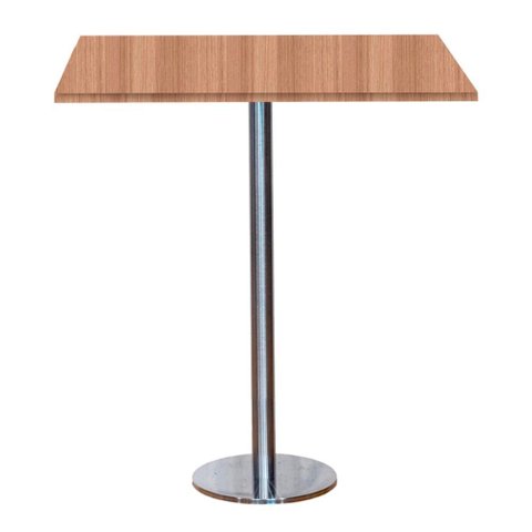 Mesa Pisa Beta Bistrô Fratini 107,50cm (a) Disco Redondo Inox Tampo Mdp Quadrado Noce Nat 80cm (l)