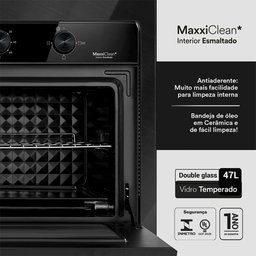 Forno Elétrico de Embutir EOS 47L Porta de Vidro All Black EFE47EP 220V - 5