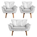 Ver imagem 1 de Kit Namoradeira e 02 Poltronas Opala Couro Pés Palito - D'Rossi - Couro Branco