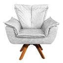Ver imagem 3 de Kit 2 Poltronas Giratória Opala Couro Base de Madeira - Couro Branco