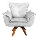 Ver imagem 3 de Kit Namoradeira com 02 Poltronas Giratória Opala Couro Base de Madeira - D'Rossi - Couro Branco