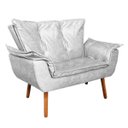 Ver imagem 4 de Kit Namoradeira com 02 Poltronas Giratória Opala Couro Base de Madeira - D'Rossi - Couro Branco