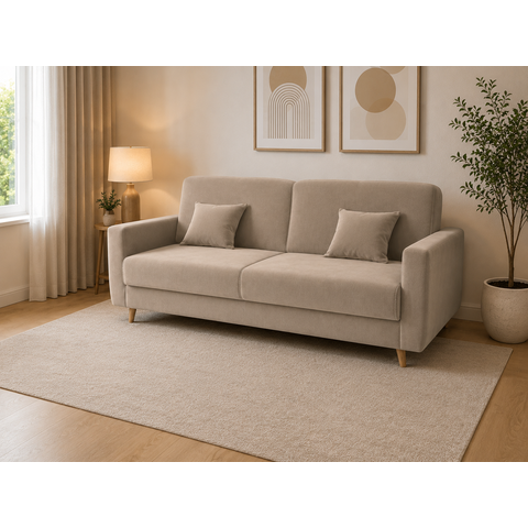 Sofá Cama Emília 2 Lugares 190cm Suede Bege Matrix