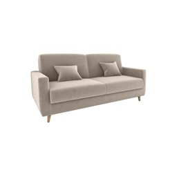 Sofá Cama Emília 2 Lugares 190cm Suede Bege Matrix - 1