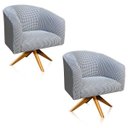 Ver imagem 1 de Kit 2 Poltrona Giratória Stella Linho A72 com Corino Base Madeira - D'Rossi - Grafite