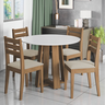 Conjunto de Mesa Sala de Jantar Athenas Redonda 4 Cadeiras Dakar Cedro / Off White / Bege Dobue - 2