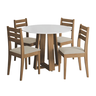 Conjunto de Mesa Sala de Jantar Athenas Redonda 4 Cadeiras Dakar Cedro / Off White / Bege Dobue - 1