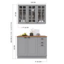 Ver imagem 3 de Cozinha Modulada 2 Peças Balcão com Tampo e Armário Aéreo com Vidro 100% MDF com Rodapé Bari Cinza/Titanio Fosco