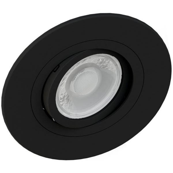 Kit 10 Spot LED Redondo Preto Direcionável Embutir 4,9W Branco Quente 3000K Luz Amarela - 2