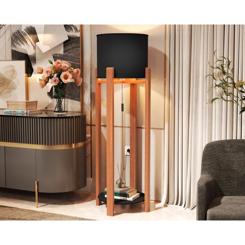 Luminária Abajur Austria com Mesinha Sala Leitura Quarto:preto