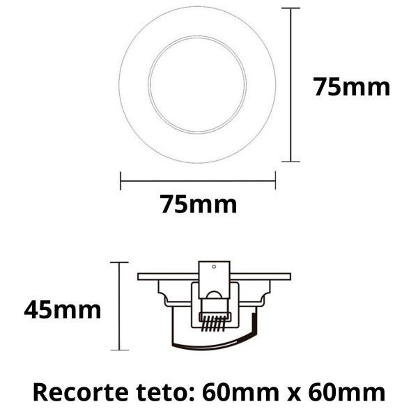 Kit 6 Mini Spot LED Alltop 3W Redondo Embutir Branco Quente 3000K Taschibra Luz Amarela - 3