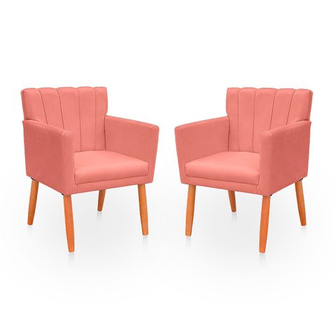 Kit com 2 Poltronas Cadeiras Elegante Confortável e Reforçada para Sala Carol Suede