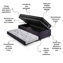 Ver imagem 5 de Bicama Box Baú Solteiro com Colchão Gransleep Ecoflex Molas Verticoil Suede Preto 88x188