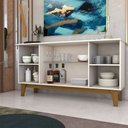 Ver imagem 2 de Balcão Buffet Bali 4 Portas 3 Prateleiras com Vidro Ripado Off White/nature - Panorama Móveis