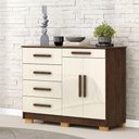 Ver imagem 1 de Cômoda Quarto 122cm com 2 Portas Sapateira Vitória V01 - D'Rossi Cor Imbuia e Champanhe
