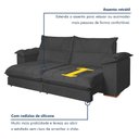 Ver imagem 3 de Sofa Retratil e Reclinavel Roma 230cm Kc Rei de Casa Veludo Cinza