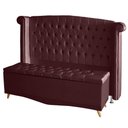 Ver imagem 1 de Kit Cabeceira de Cama Box e Calçadeira Baú Luxo Queen 160 Cm Suede Bordo do Lar Móveis