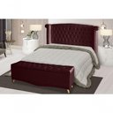 Ver imagem 2 de Kit Cabeceira de Cama Box e Calçadeira Baú Luxo Queen 160 Cm Suede Bordo do Lar Móveis
