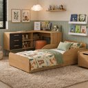 Ver imagem 2 de Kit Cama Infantil Montessoriana com Escrivaninha e Colchão Incluso Aura Multimóveis MP4822