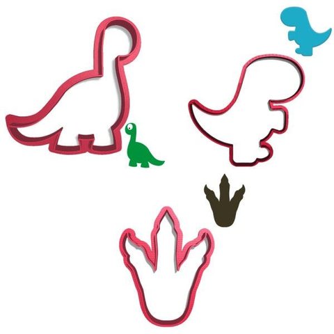 Kit Cortador Pasta Americana Biscoito Festa Infantil Dinossauro Baby Cute Pescoço Trex Pegada 3 Pç:8