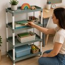 Ver imagem 5 de Estante Multiuso Cinza 4 Andares Plastica com Nichos para Brinquedos Livros Escolar Quarto Infantil