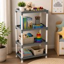Ver imagem 2 de Estante Multiuso Cinza 4 Andares Plastica com Nichos para Brinquedos Livros Escolar Quarto Infantil