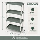 Ver mais imagens de Estante Multiuso Cinza 4 Andares Plastica com Nichos para Brinquedos Livros Escolar Quarto Infantil