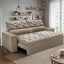 Ver imagem 1 de Sofá Retrátil e Reclinável 2,30m Essence Velusoft Bege Cama Inbox