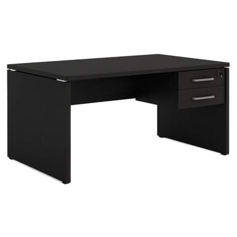 Mesa Escritório 1,50x0,60m - c/ Gavetas - Preto/Preto - 26021
