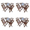 Ver imagem 1 de Kit 4 Conjuntos Mesa Dobrável Madeira 110x70 com 4 Cadeiras Personalizada Jack Imbuia - Tarimatã