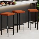 Ver imagem 1 de Kit 06 Banquetas Alta Bar Cozinha Sala de Jantar Preto Stella L02 Tecido Terracota - Lyam Decor