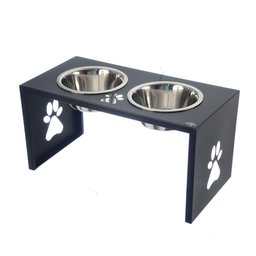 Comedouro Elevado Duplo Cão Porte M Preto - 1