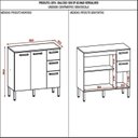 Ver imagem 3 de Balcão com 3 Portas e 2 Gavetas com Tampo 1200 Marrom/Freijó/Off White