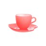 Jogo de Xícaras de Vidro Rosa 85ml com Pires em Formato de Coração Elegância e Charme para Seu Café - 1