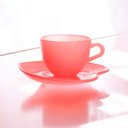 Ver imagem 4 de Jogo de Xícaras de Vidro Rosa 85ml com Pires em Formato de Coração Elegância e Charme para Seu Café