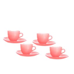 Jogo de Xícaras de Vidro Rosa 85ml com Pires em Formato de Coração Elegância e Charme para Seu Café - 3