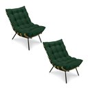 Ver imagem 1 de Kit 2 Poltronas Costela Suede Base Metálica - Pallazio - Verde