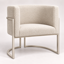 Ver mais imagens de Poltrona Decorativa Luna Bouclé Premium para Sala Escritório Recepção Base Circular em Ferro Madeira