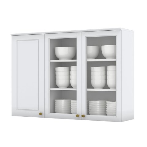 Armário Aéreo 03 Portas Americana Branco Henn