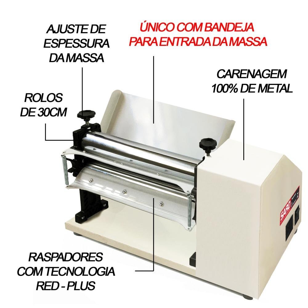 Cilindro Laminador de Massas Elétrico Bivolt Csc30 Saro - 3