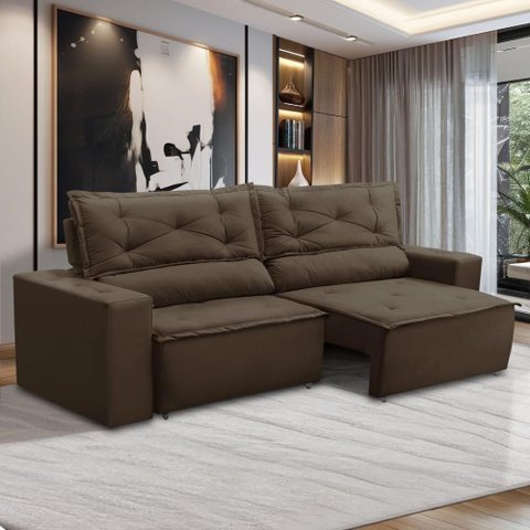 Sofá Retrátil e Reclinável 2 Lugares com Molas 1,50m Laura Suede Rover & Beato