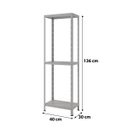 Ver imagem 2 de Armario / Estante de Aço 40cm 3 Bandejas Suporta 60kg:cinza