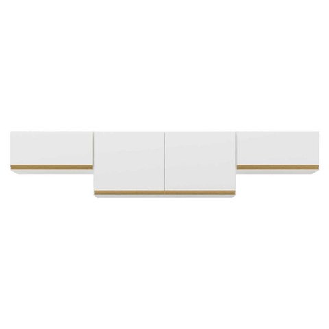 Kit 3 Armários de Cozinha Aéreos 4 Portas Veneza Multimóveis Mp2151 Branco/dourado