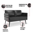 Ver imagem 5 de Kit 01 Namoradeira 02 Lugares e 02 Poltronas Mari Corano Pés Palito de Ferro - D’Rossi Preto