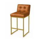 Ver imagem 6 de Banqueta Cozinha Alta com Encosto Industrial Kit 4 Dourado Lirina Pu C05 - D’Rossi
