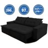 Sofá Amazonas 2,90 metros Retrátil com Molas Suede Veludo Light Preto - Sofá na Web - 3