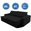 Ver imagem 7 de Sofá Amazonas 2,90 metros Retrátil com Molas Suede Veludo Light Preto - Sofá na Web