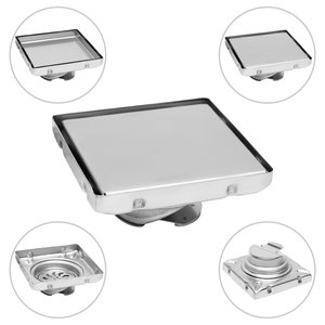 Ralo Oculto Invisível Inteligente Click 15x15 Quadrado Inox Para Banheiro Veda Cheiro Anti Odor