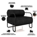 Ver imagem 4 de Kit 02 Poltronas Decorativa Pés Industrial Moscou K01 Couríssimo Preto - Lyam Decor