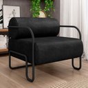 Ver imagem 2 de Kit 02 Poltronas Decorativa Pés Industrial Moscou K01 Couríssimo Preto - Lyam Decor